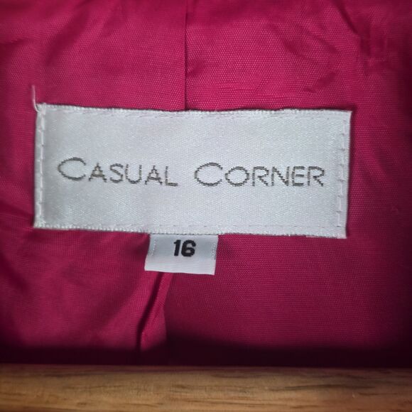 VTG Casual Corner Velvet Blazer Jacket Red Structured Button Up Holiday Party - Picture 4 of 16